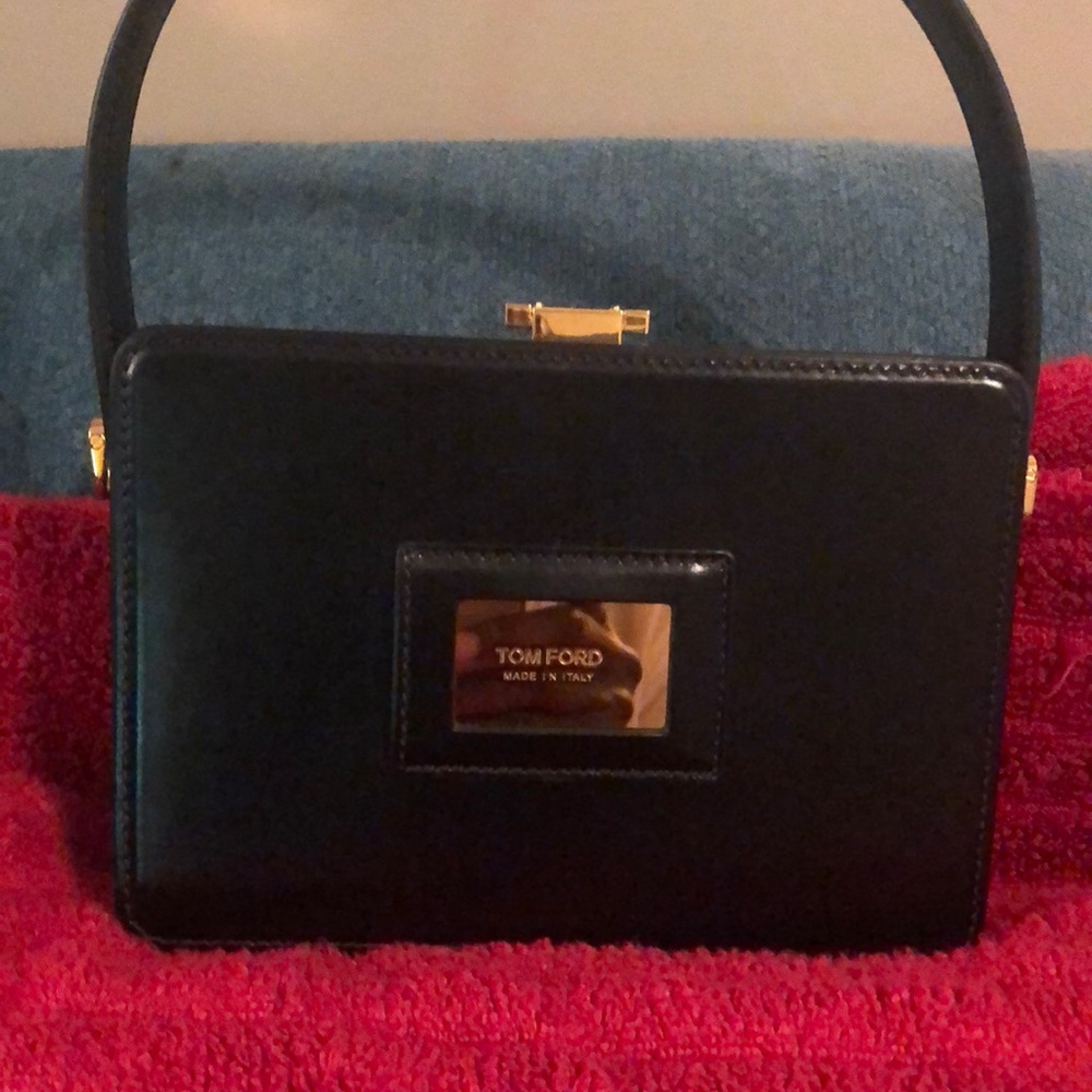 TOM FORD PALMELLATO SOFT LEATHER BOX BAG IN BLACK